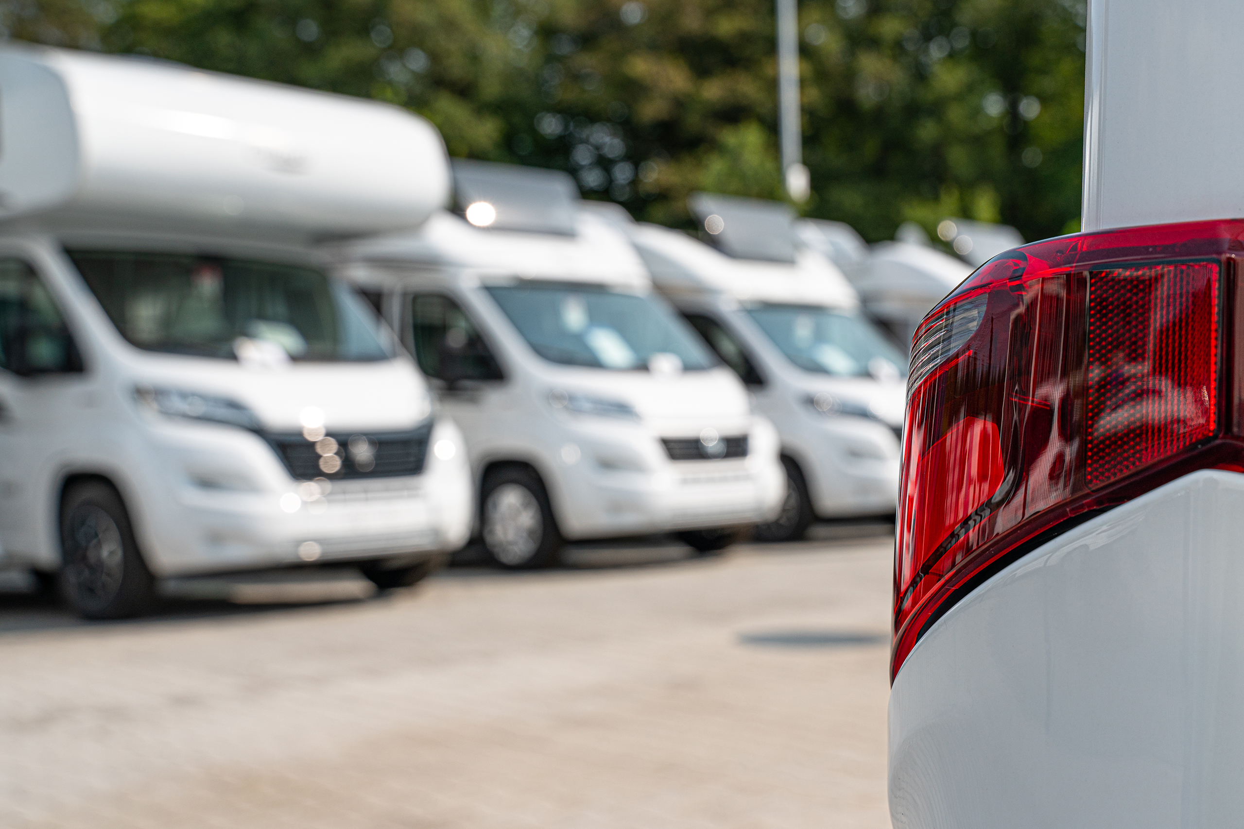 Caravan park featuring multiple parked caravans